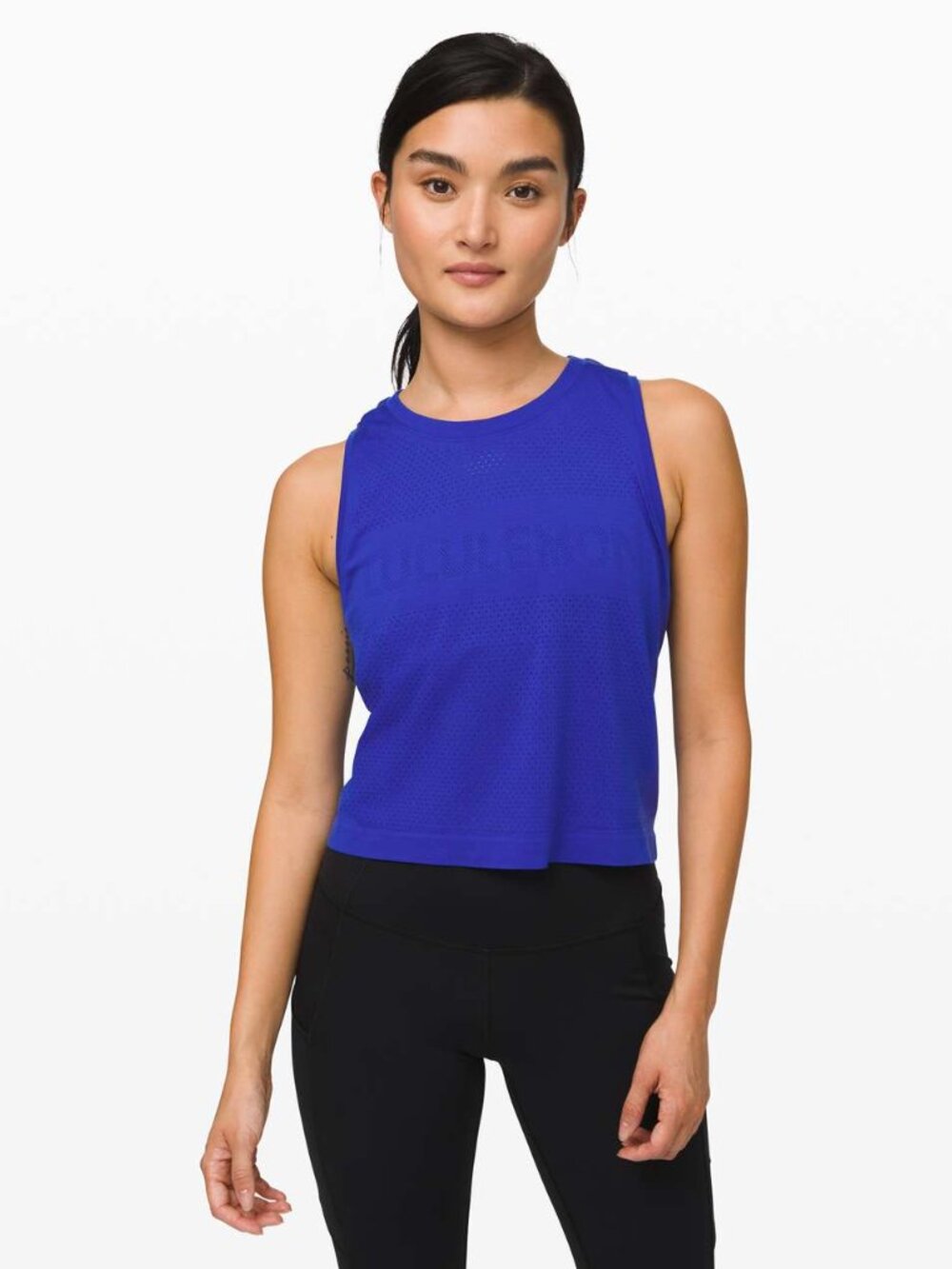 Lululemon Breeze By Muscle Crop Tank Size 4 Jet Stream Blue
